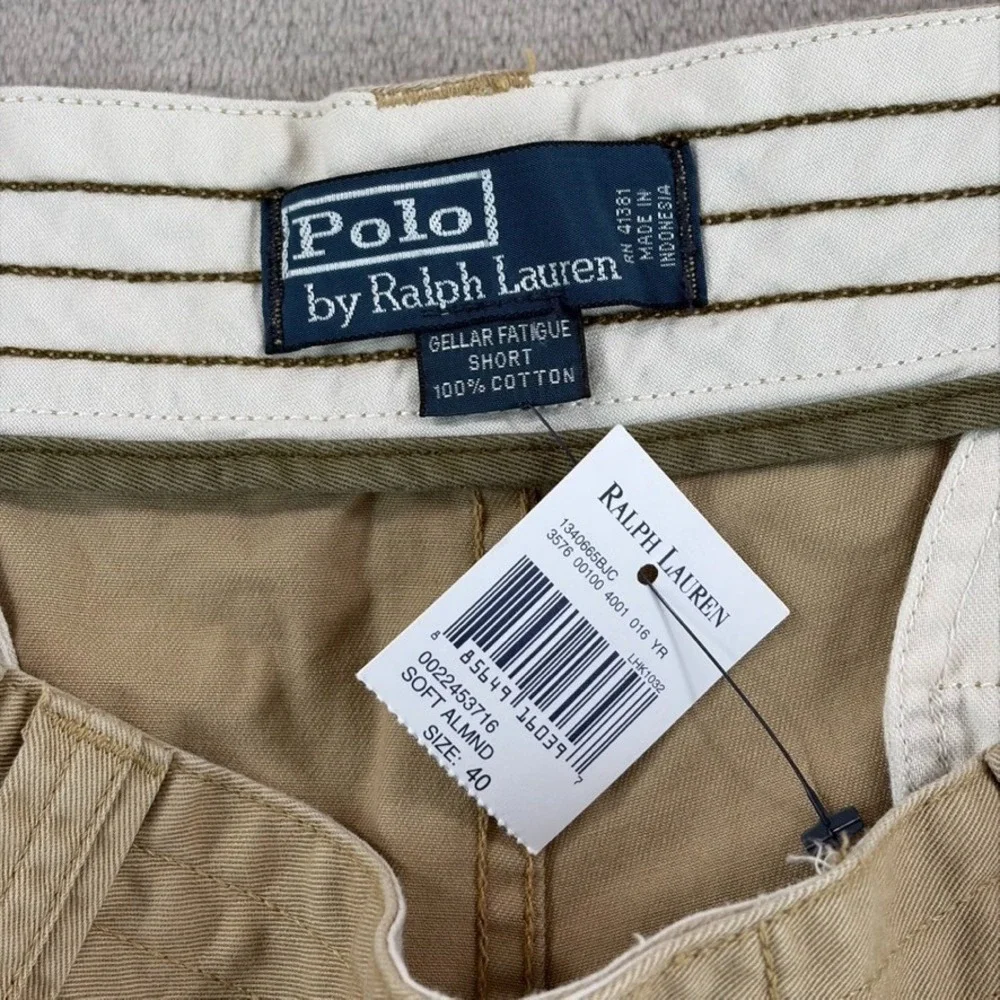 Vintage Polo Ralph Lauren Gellar Fatigue Cargo Shorts Soft Almond Men 40x10 NWT